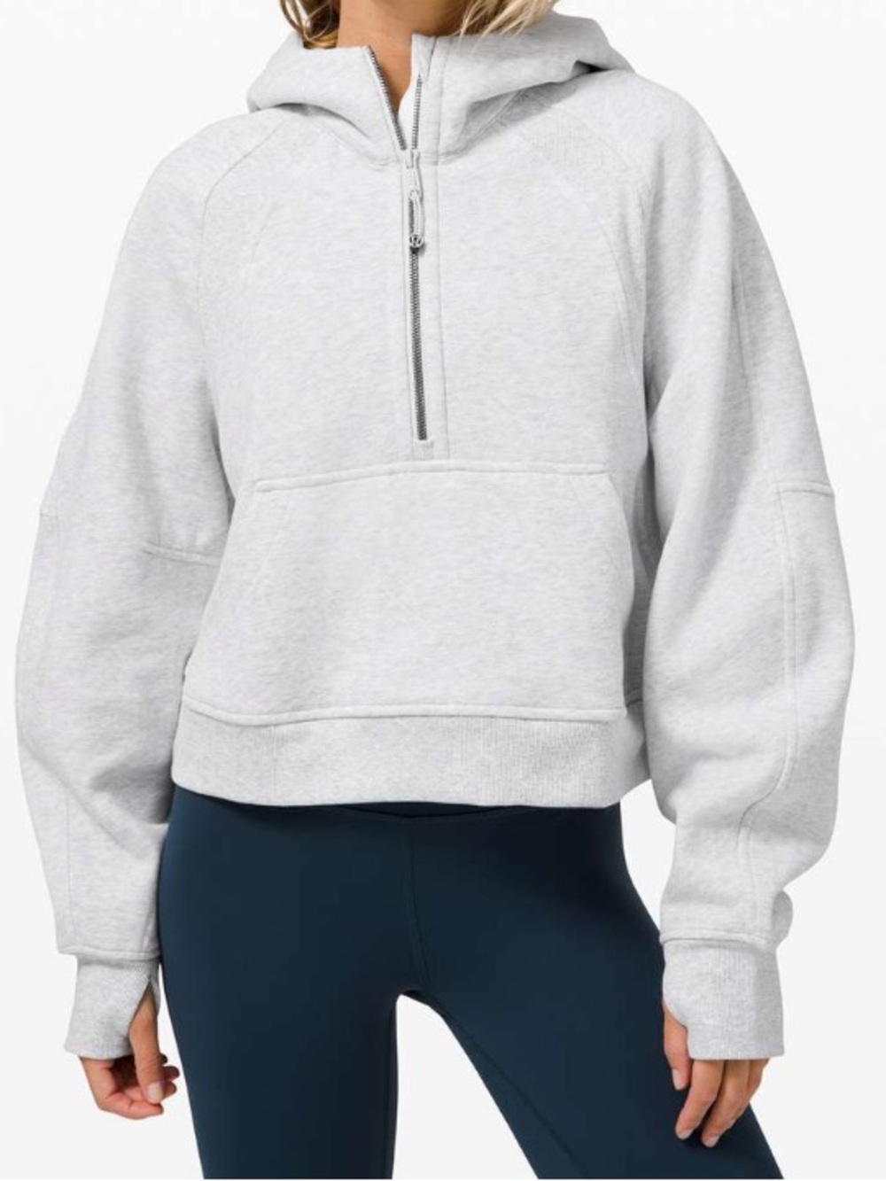 Lululemon Scuba Oversized Half Zip Hoodie XS/S Heathered Core Ultra Light Grey